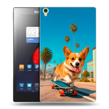 Силиконовый чехол на Lenovo Tab S8 с принтом Корги на скейте