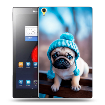 Силиконовый чехол на Lenovo Tab S8 с принтом Мопс в шапке