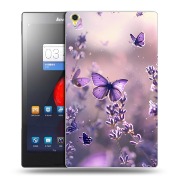 Силиконовый чехол на Lenovo Tab S8 с принтом бабочки и лаванда
