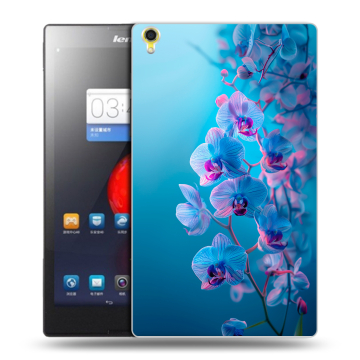 Силиконовый чехол на Lenovo Tab S8 с принтом голубые орхидеи Силиконовый чехол на Lenovo Tab S8 с принтом голубые орхидеи