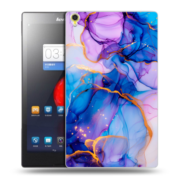 Силиконовый чехол на Lenovo Tab S8 с принтом синий мрамор