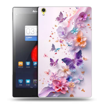 Силиконовый чехол на Lenovo Tab S8 с принтом цветы бабочки