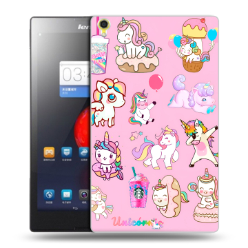Силиконовый чехол на Lenovo Tab S8 с принтом розовые единороги