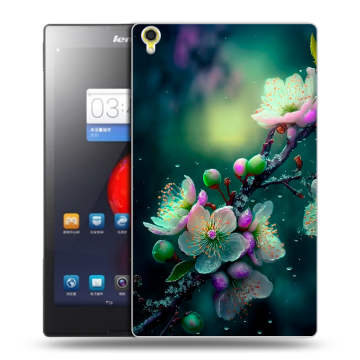 Силиконовый чехол на Lenovo Tab S8 с принтом Цветы и мрамор