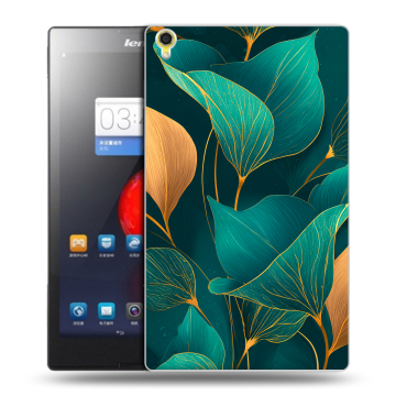 Силиконовый чехол на Lenovo Tab S8 с принтом Листья и золото