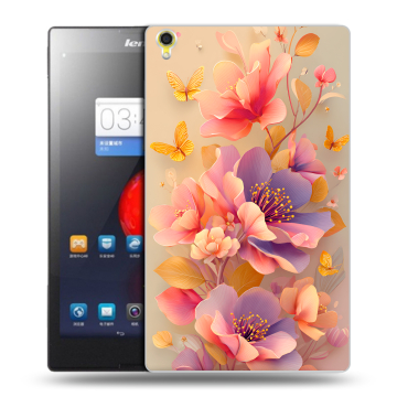 Силиконовый чехол на Lenovo Tab S8 с принтом Цветы и бабочки