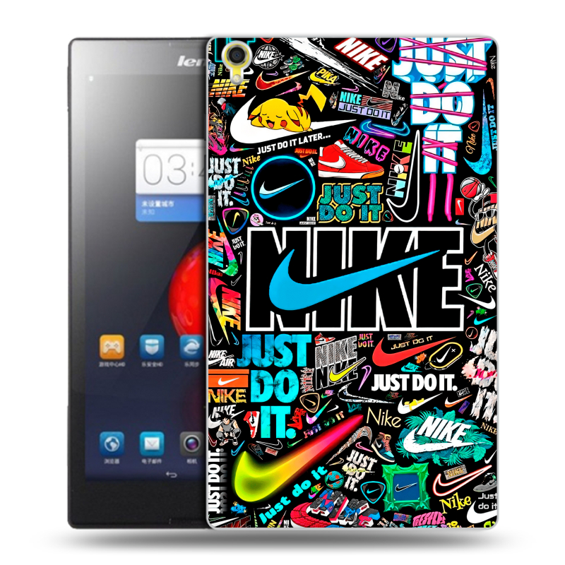 Силиконовый чехол на Lenovo Tab S8 с принтом найк nike черный Силиконовый чехол на Lenovo Tab S8 с принтом найк nike черный