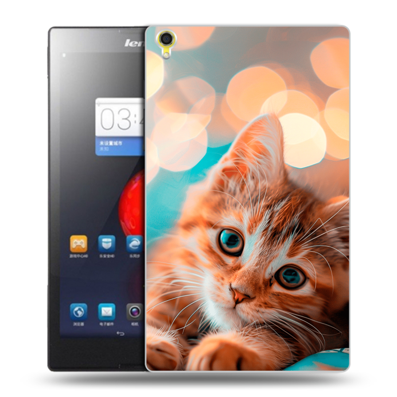 Силиконовый чехол на Lenovo Tab S8 с принтом котик Силиконовый чехол на Lenovo Tab S8 с принтом котик