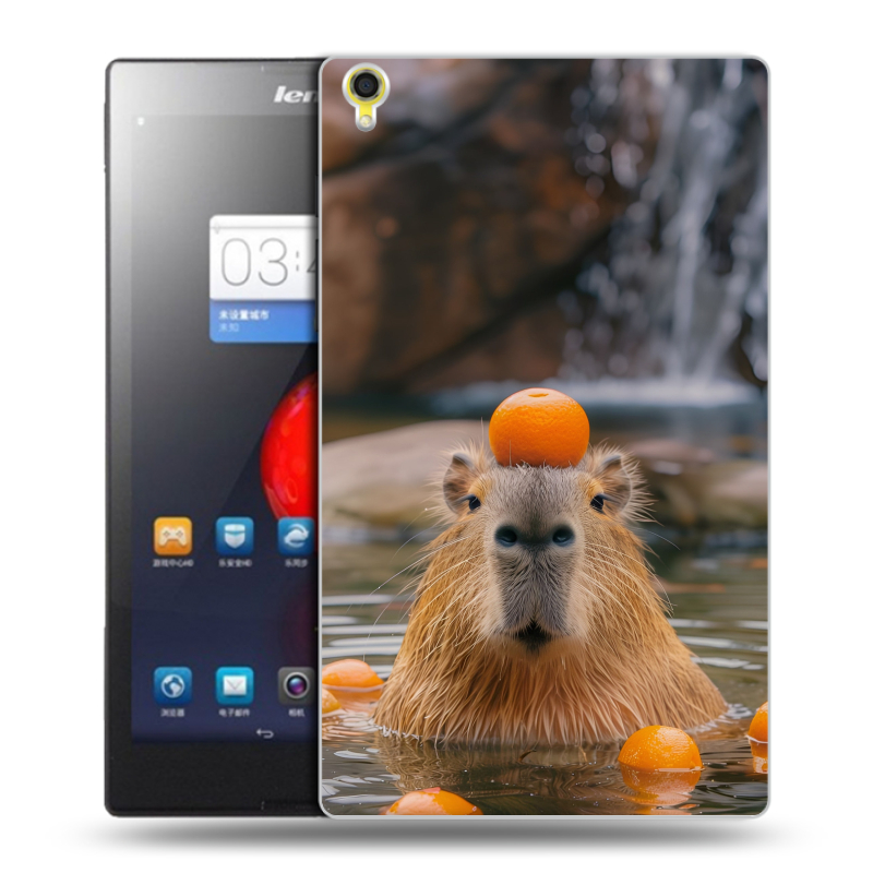 Силиконовый чехол на Lenovo Tab S8 с принтом Капибара с апельсином Силиконовый чехол на Lenovo Tab S8 с принтом Капибара с апельсином