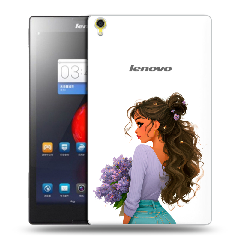 Силиконовый чехол на Lenovo Tab S8 с принтом девушка цветы Силиконовый чехол на Lenovo Tab S8 с принтом девушка цветы