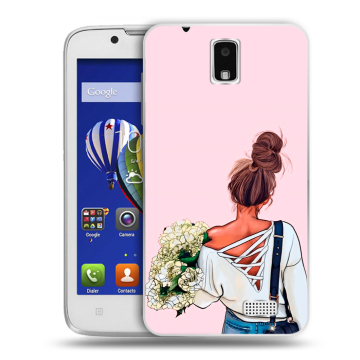 Пластиковый чехол на Lenovo A328 с принтом Девушка и букет