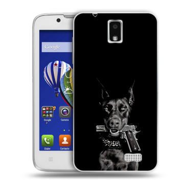 Пластиковый чехол на Lenovo A328 с принтом Доберман и пистолет