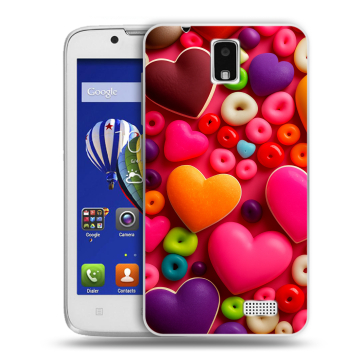 Пластиковый чехол на Lenovo A328 с принтом Сердечки
