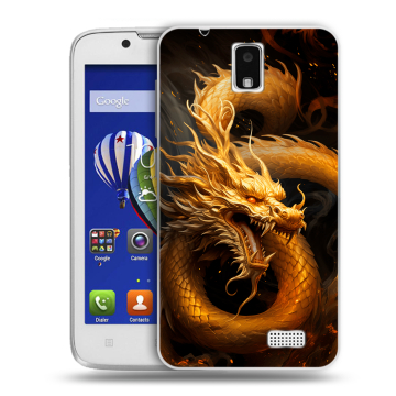Пластиковый чехол на Lenovo A328 с принтом Золотой дракон Пластиковый чехол на Lenovo A328 с принтом Золотой дракон