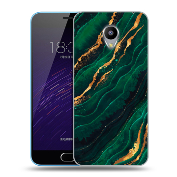 Пластиковый чехол на Meizu M1 с принтом Мрамор зеленое золото