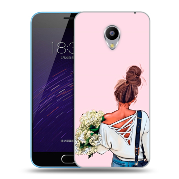 Пластиковый чехол на Meizu M1 с принтом Девушка и букет