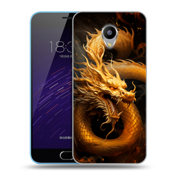 Пластиковый чехол на Meizu M1 с принтом Золотой дракон Пластиковый чехол на Meizu M1 с принтом Золотой дракон