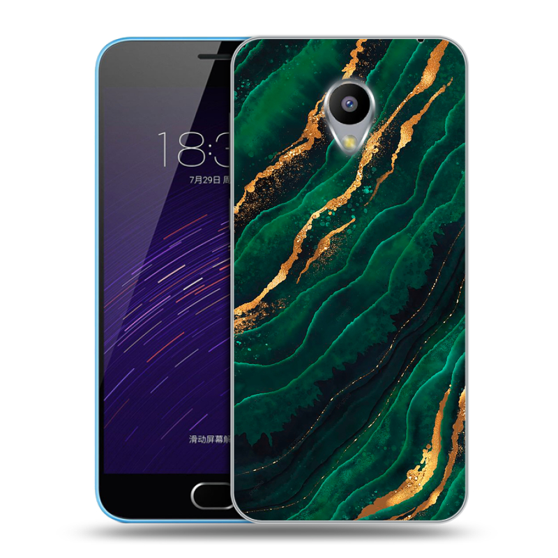 Пластиковый чехол на Meizu M1 с принтом Мрамор зеленое золото Пластиковый чехол на Meizu M1 с принтом Мрамор зеленое золото