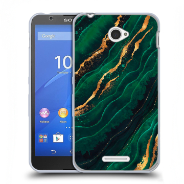 Пластиковый чехол на Sony Xperia E4 с принтом Мрамор зеленое золото
