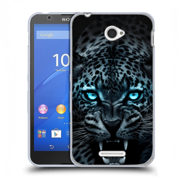 Пластиковый чехол на Sony Xperia E4 с принтом Темный леопард