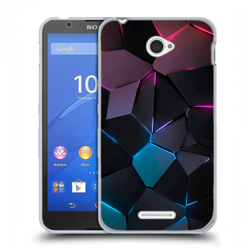Пластиковый чехол на Sony Xperia E4 с принтом Геометрия неона