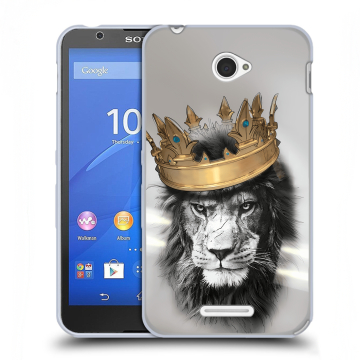 Пластиковый чехол на Sony Xperia E4 с принтом Лев с короной