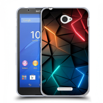Пластиковый чехол на Sony Xperia E4 с принтом Абстракция неон