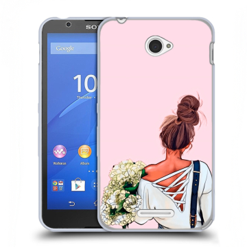 Пластиковый чехол на Sony Xperia E4 с принтом Девушка и букет
