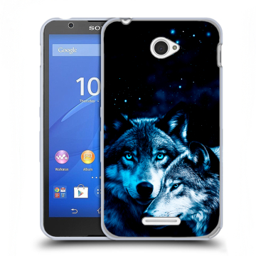 Пластиковый чехол на Sony Xperia E4 с принтом Волки