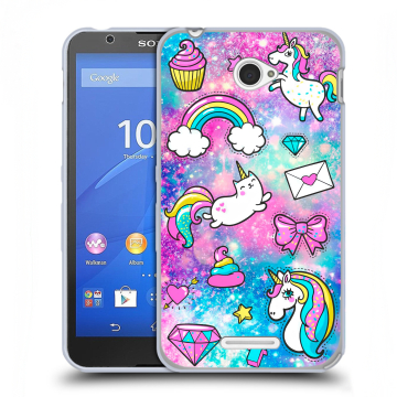 Пластиковый чехол на Sony Xperia E4 с принтом Единороги