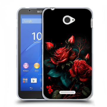 Пластиковый чехол на Sony Xperia E4 с принтом Розы красные Пластиковый чехол на Sony Xperia E4 с принтом Розы красные