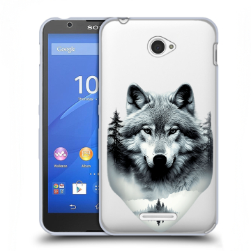 Пластиковый чехол на Sony Xperia E4 с принтом Волк в лесу Пластиковый чехол на Sony Xperia E4 с принтом Волк в лесу
