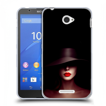 Пластиковый чехол на Sony Xperia E4 с принтом Девушка в шляпе Пластиковый чехол на Sony Xperia E4 с принтом Девушка в шляпе