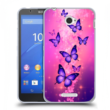 Пластиковый чехол на Sony Xperia E4 с принтом Бабочки Пластиковый чехол на Sony Xperia E4 с принтом Бабочки