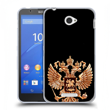 Пластиковый чехол на Sony Xperia E4 с принтом Герб России золотой