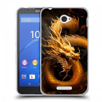 Пластиковый чехол на Sony Xperia E4 с принтом Золотой дракон