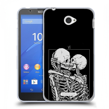 Пластиковый чехол на Sony Xperia E4 с принтом Поцелуй скелетов Пластиковый чехол на Sony Xperia E4 с принтом Поцелуй скелетов