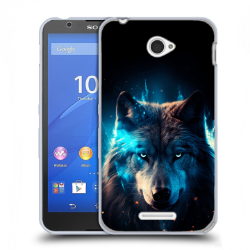 Пластиковый чехол на Sony Xperia E4 с принтом Волк ночной