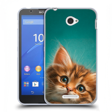 Пластиковый чехол на Sony Xperia E4 с принтом котенок Пластиковый чехол на Sony Xperia E4 с принтом котенок