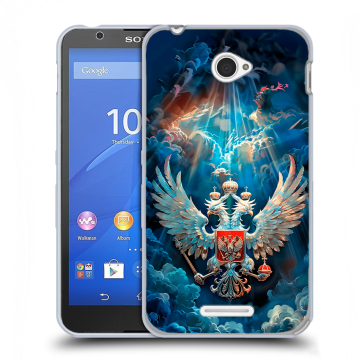 Пластиковый чехол на Sony Xperia E4 с принтом Герб флаг России Пластиковый чехол на Sony Xperia E4 с принтом Герб флаг России