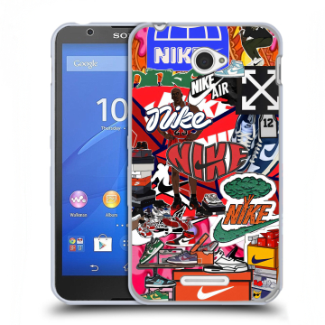 Пластиковый чехол на Sony Xperia E4 с принтом Найк Nike яркий Пластиковый чехол на Sony Xperia E4 с принтом Найк Nike яркий
