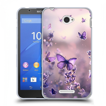 Пластиковый чехол на Sony Xperia E4 с принтом бабочки и лаванда Пластиковый чехол на Sony Xperia E4 с принтом бабочки и лаванда
