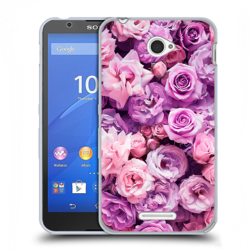 Пластиковый чехол на Sony Xperia E4 с принтом лавандовые розы Пластиковый чехол на Sony Xperia E4 с принтом лавандовые розы
