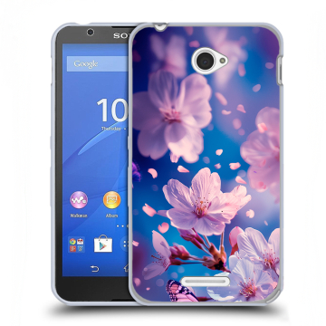 Пластиковый чехол на Sony Xperia E4 с принтом цветы бабочки Пластиковый чехол на Sony Xperia E4 с принтом цветы бабочки