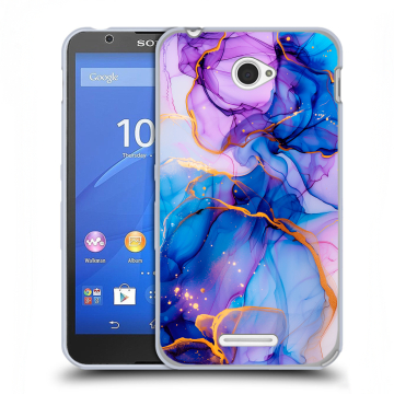 Пластиковый чехол на Sony Xperia E4 с принтом синий мрамор Пластиковый чехол на Sony Xperia E4 с принтом синий мрамор