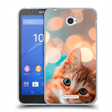 Пластиковый чехол на Sony Xperia E4 с принтом котик Пластиковый чехол на Sony Xperia E4 с принтом котик