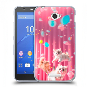 Пластиковый чехол на Sony Xperia E4 с принтом милые котики Пластиковый чехол на Sony Xperia E4 с принтом милые котики