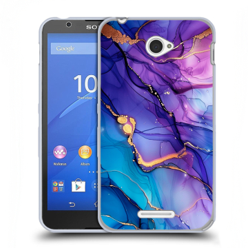 Пластиковый чехол на Sony Xperia E4 с принтом синий мрамор Пластиковый чехол на Sony Xperia E4 с принтом синий мрамор