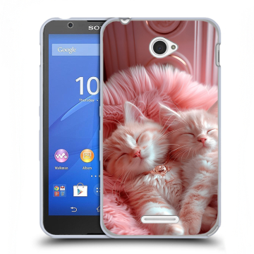 Пластиковый чехол на Sony Xperia E4 с принтом котята котики