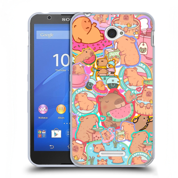 Пластиковый чехол на Sony Xperia E4 с принтом капибары Пластиковый чехол на Sony Xperia E4 с принтом капибары